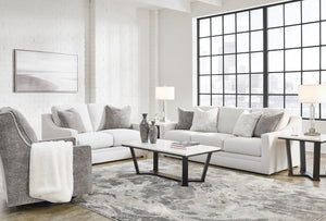 Contemporary Light Gray Loveseat with Accent Pillows