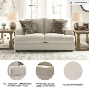 Contemporary Chenille Loveseat with Accent Pillows
