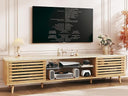 70" Mid-Century Modern TV Stand with Fluted Doors & Storage Cabinets
