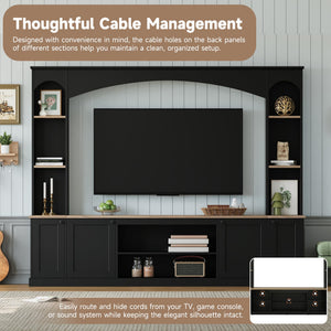 91" Arched Entertainment Center Wall Unit
