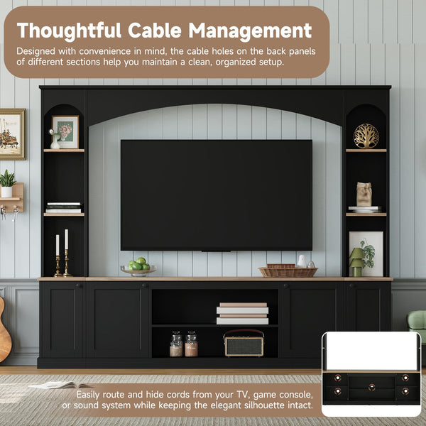 91" Arched Entertainment Center Wall Unit