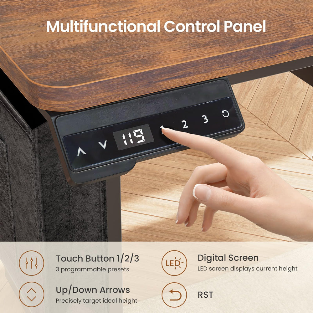 L-Shaped Electric Standing Desk with File Cabinet
