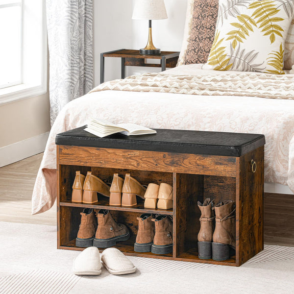 Shoe Storage Bench with Cushion & Lift-Top Hidden Storage