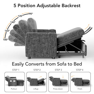 Chenille Sectional Sleeper Sofa with Storage Chaise
