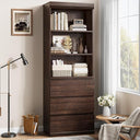 70" Tall Bookcase with 3 Drawers & 3-Tier Open Shelves