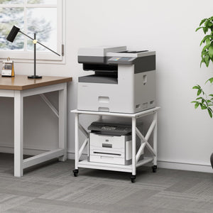 2-Tier Rolling Printer Stand with Storage Shelf