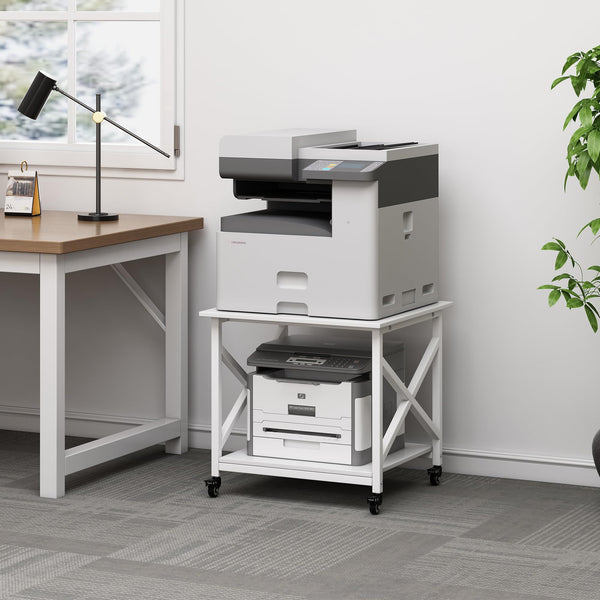 2-Tier Rolling Printer Stand with Storage Shelf
