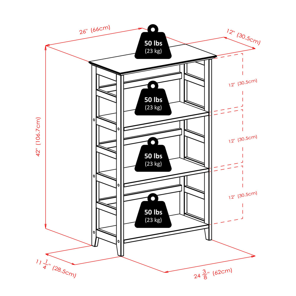 4-Tier Beechwood Bookshelf – Honey Finish
