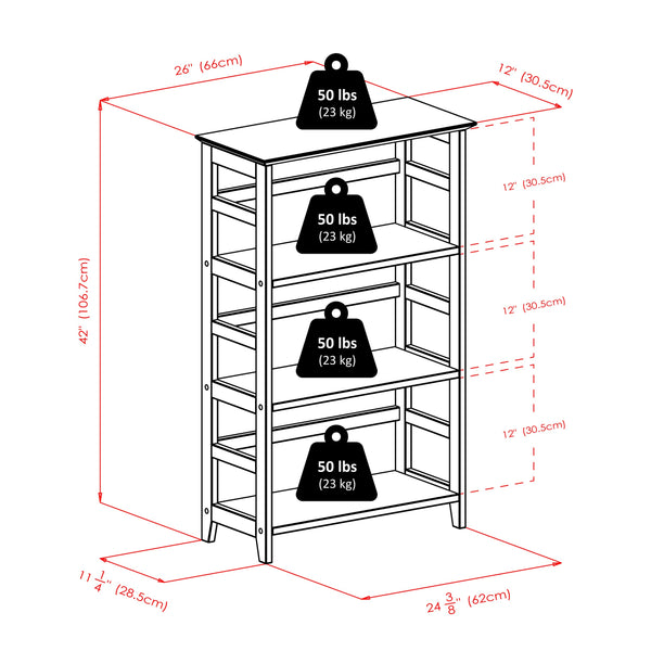 4-Tier Beechwood Bookshelf – Honey Finish