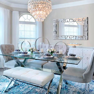 Large Rectangular Beveled Wall Mirror with Uneven Glass Frame