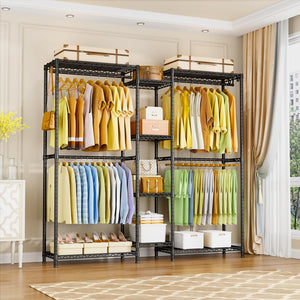 6-Tier Heavy-Duty Freestanding Closet Organizer with Shelves & Hangers