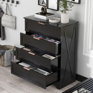 4-Drawer Bedroom Dresser with Gold Handles