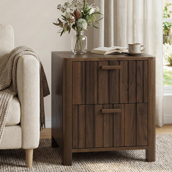 Mid-Century Modern Nightstand with 2 Drawers