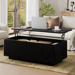 Fluted Lift-Top Coffee Table with Hidden Storage