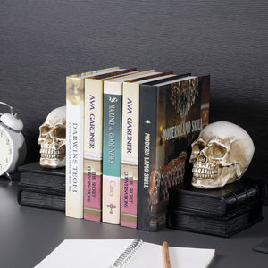 Skull Bookends Gothic Resin Skeleton Head
