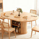 63 Inch Extendable Round Dining Table with 2-Tier Storage Shelf