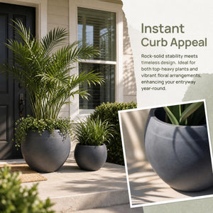 Round Planter Pots Set of 2 — Outdoor & Indoor, MGO, Drainage Hole, 13" & 10"