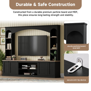 91" Arched Entertainment Center Wall Unit