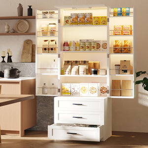 72" LED Kitchen Pantry Cabinet with Barn Doors