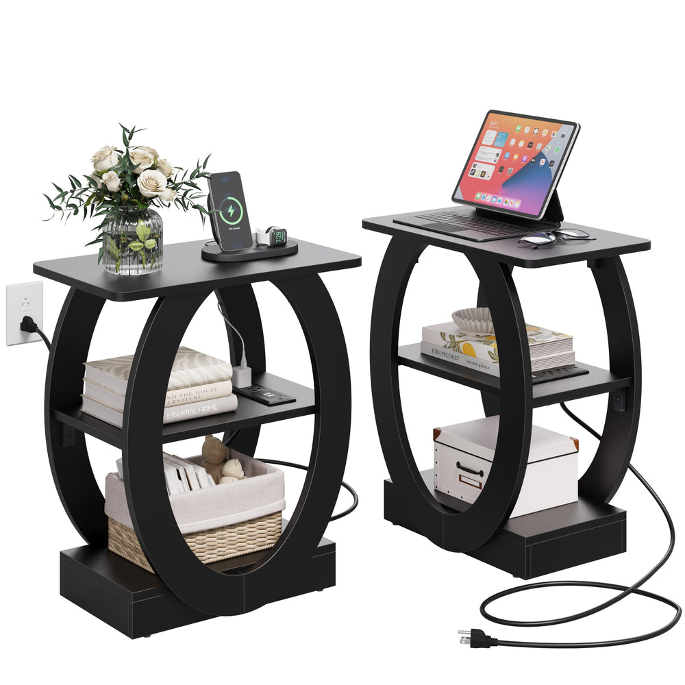 End Table Set of 2 with Charging Station