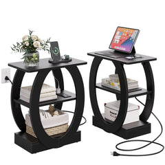 End Table Set of 2 with Charging Station