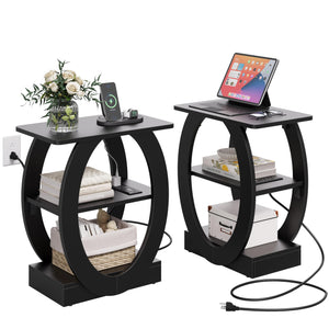 End Table Set of 2 with Charging Station