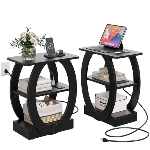 End Table Set of 2 with Charging Station