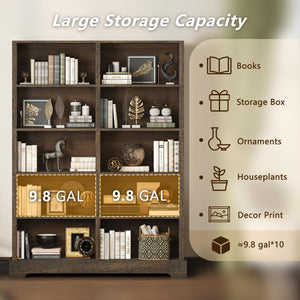 5-Tier Wood Bookcase, 47" Wide & 64" Tall with Storage