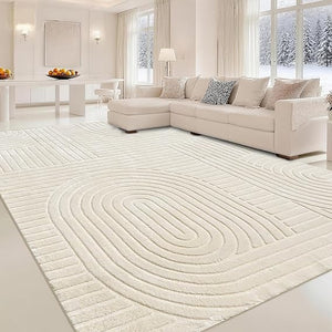 High-Low Pile Area Rug – Washable Soft Indoor Rug with Non-Slip Backing