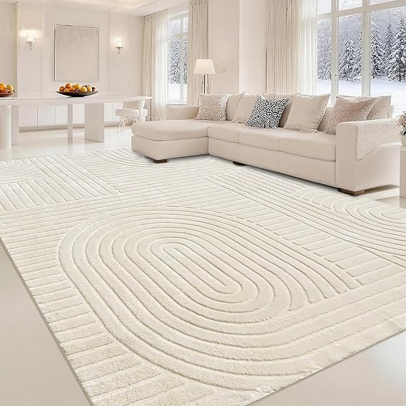 High-Low Pile Area Rug – Washable Soft Indoor Rug with Non-Slip Backing