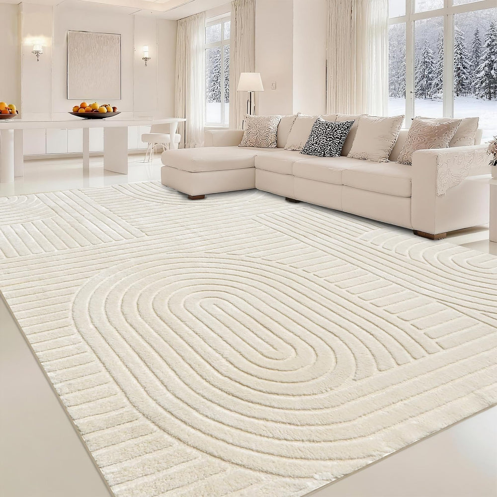 High-Low Pile Area Rug – Washable Soft Indoor Rug with Non-Slip Backing