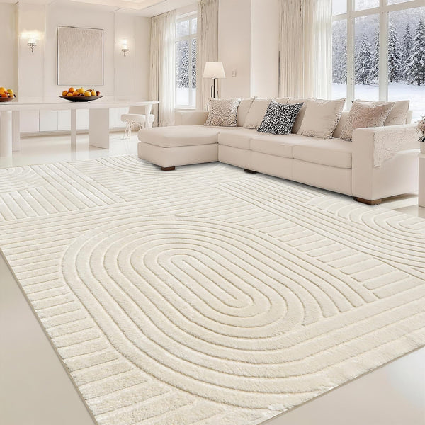 High-Low Pile Area Rug – Washable Soft Indoor Rug with Non-Slip Backing