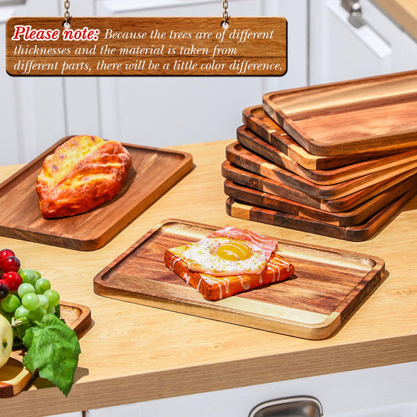 Acacia Wood Serving Tray Set – Rectangular Wooden Platter