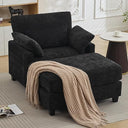 Chenille Chaise Lounge Chair with Ottoman