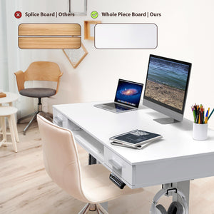 48-Inch Electric Height Adjustable Standing Desk with Keyboard Tray & 2 Drawers