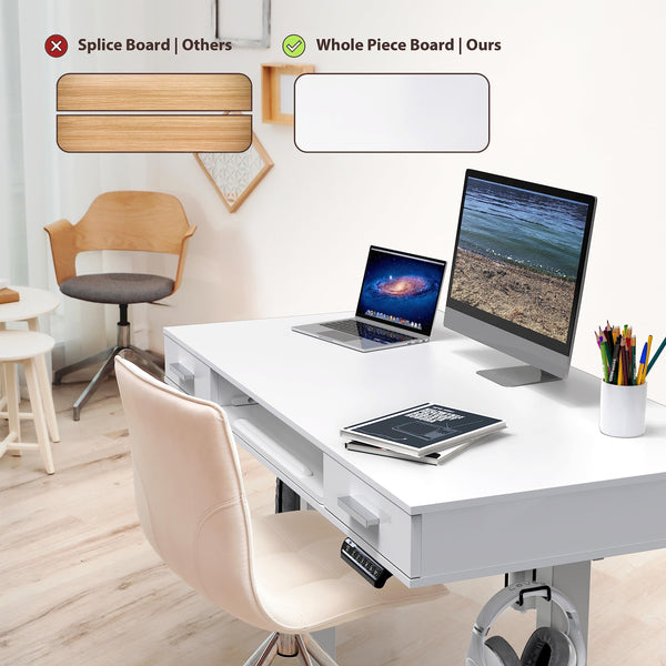 48-Inch Electric Height Adjustable Standing Desk with Keyboard Tray & 2 Drawers