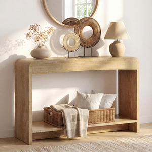 Farmhouse Console Table with Open Shelf