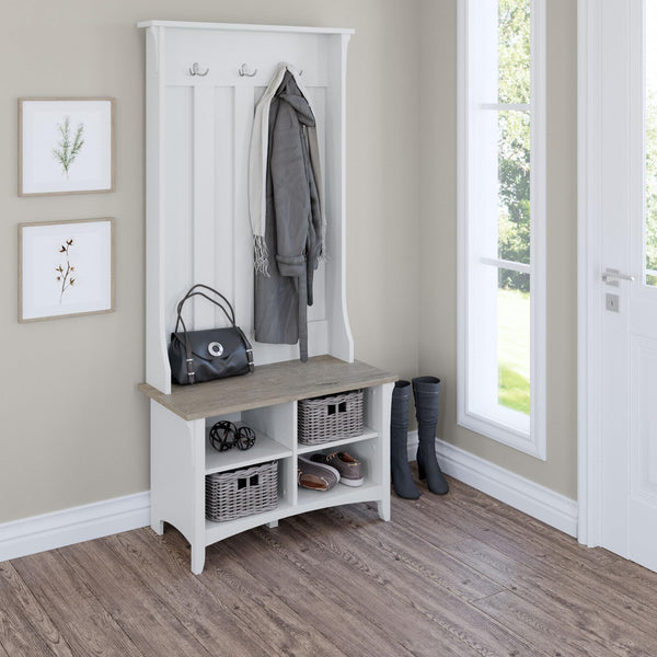 Mission Style Hall Tree with Shoe Storage Bench – 31.73"W x 15.75"D x 68.12"H
