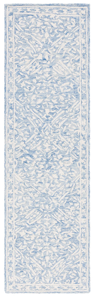 Micro-Loop Wool Area Rug – Blue & Ivory