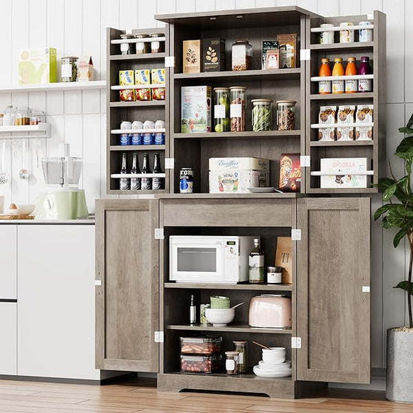 6-Tier Pantry Storage Cabinet with Barn Doors
