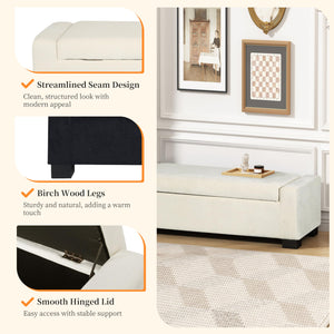 Storage Ottoman with Lid & Birch Wood Legs