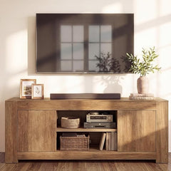 Farmhouse TV Stand with Storage Cabinets — 58" or 70" Media Console