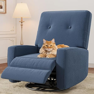 Swivel Rocking Glider Recliner Chair with Adjustable Backrest & Footrest