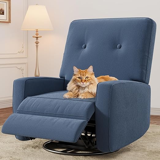 Swivel Rocking Glider Recliner Chair with Adjustable Backrest & Footrest
