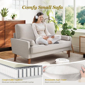 2-Seat Loveseat Sofa with Solid Wood Legs