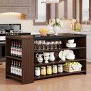 55" Kitchen Island with Storage and 5-Tier Shelves