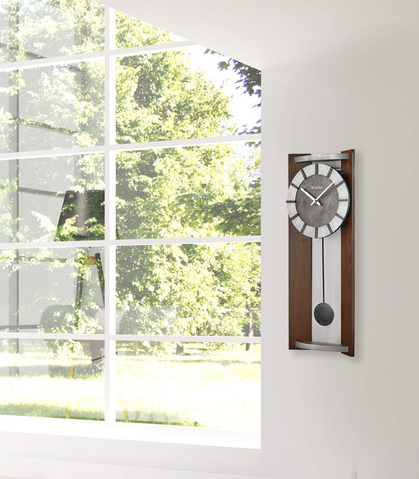 Espresso Pendulum Wall Clock with Slow-Swing Movement