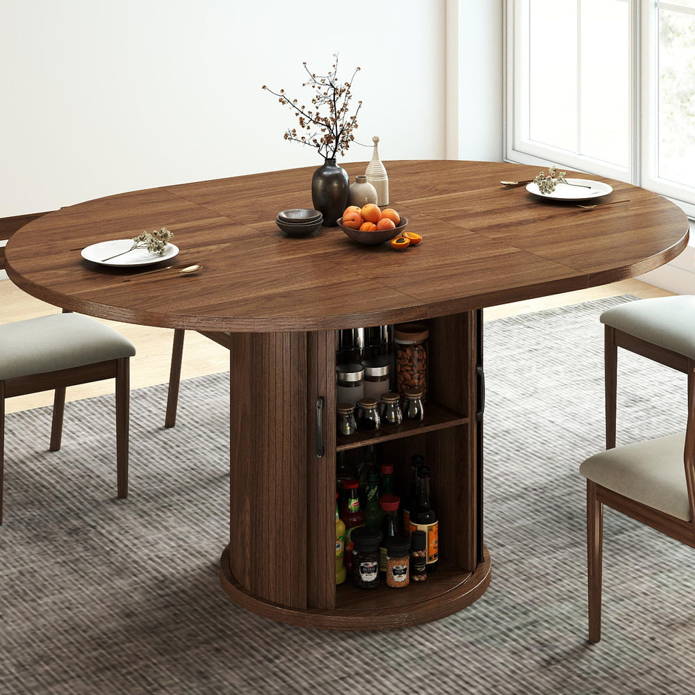 Round to Oval Extendable Dining Table 47" – 63" for 4–8