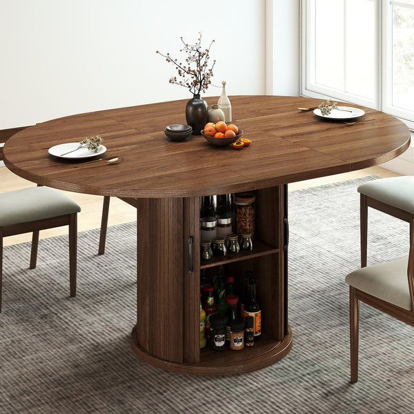 Round to Oval Extendable Dining Table 47" – 63" for 4–8