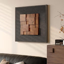3D Solid Wood Block Wall Art – Geometric Minimalist Square Panel